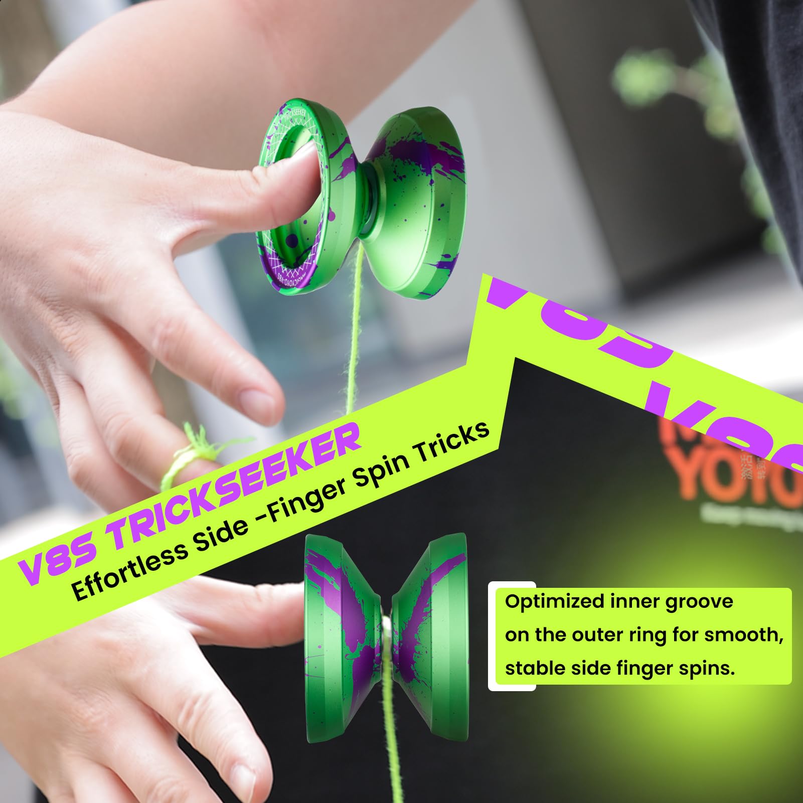 MAGICYOYO Yoyo V8S Yoyo professionale Finger Spin per principianti e giocatori avanzati, Yo Yo reattivo per bambini 8-12 o superiore, in lega di alluminio resistente trucchi non rispondenti Yo-Yo