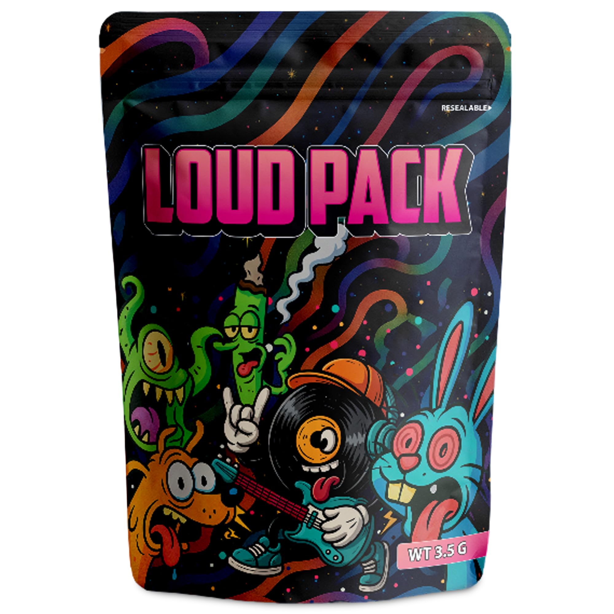 50 Pcs Cali Packs 3.5g Bag Mylar Storage Bags, Ziplock Smell Proof Pouches 12 cm x 10 cm, 3.5g Reusable Baggies for Snack, Candy Cookies Stand up pouches (Zkittles) (Loud Pack)