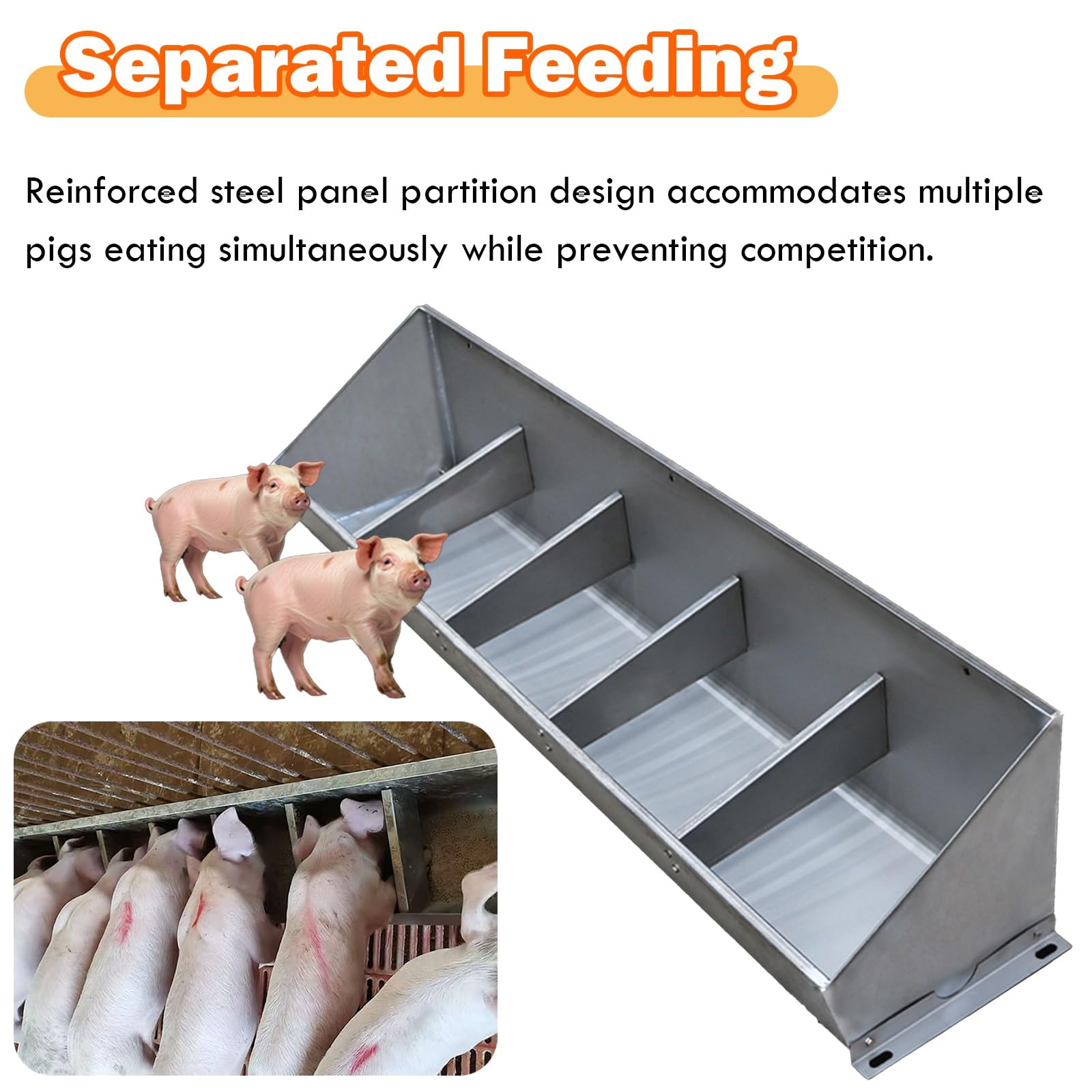 Comedero de acero inoxidable resistente para cerdos, cuencos impermeables para uso en interiores y exteriores, ideal para ganado, cabras y caballos