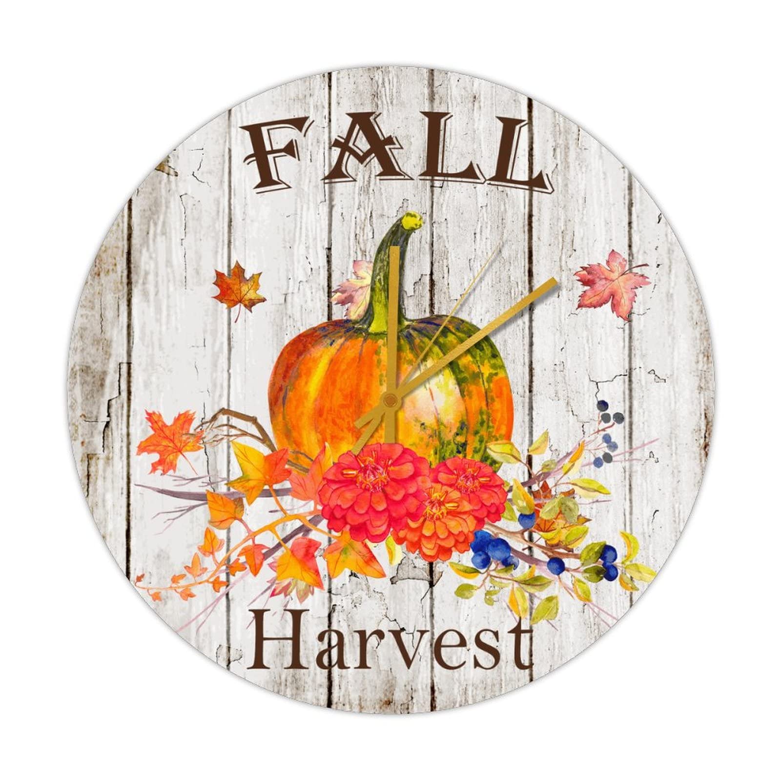 Horloge murale ronde en bois d'automne de 38 cm de diamètre