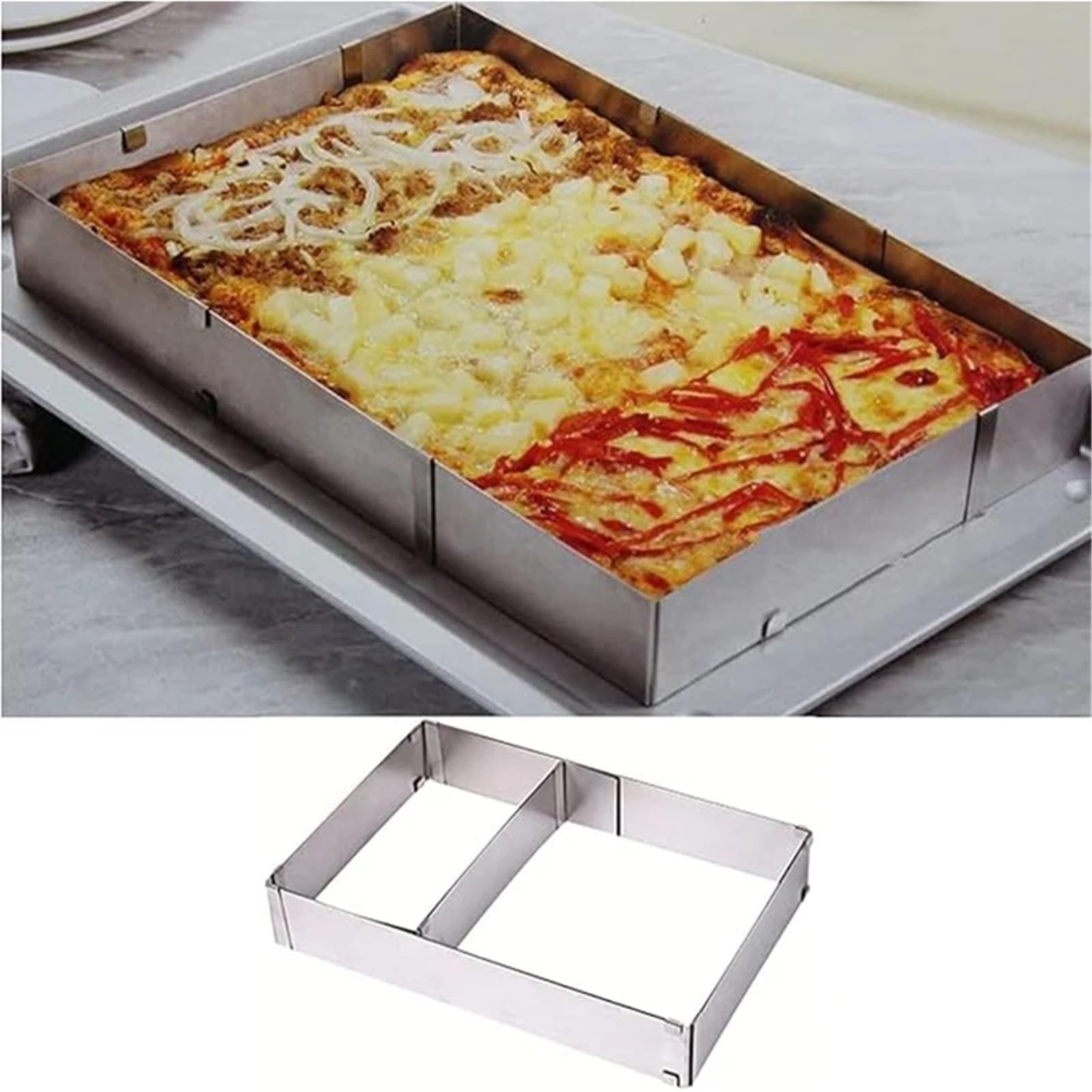 Tortenring Rechteckiger Kuchenformring, Verstellbarer quadratischer Mousse-Kuchenschneider aus Edelstahl, Backform, Gebäck-Backwerkzeug