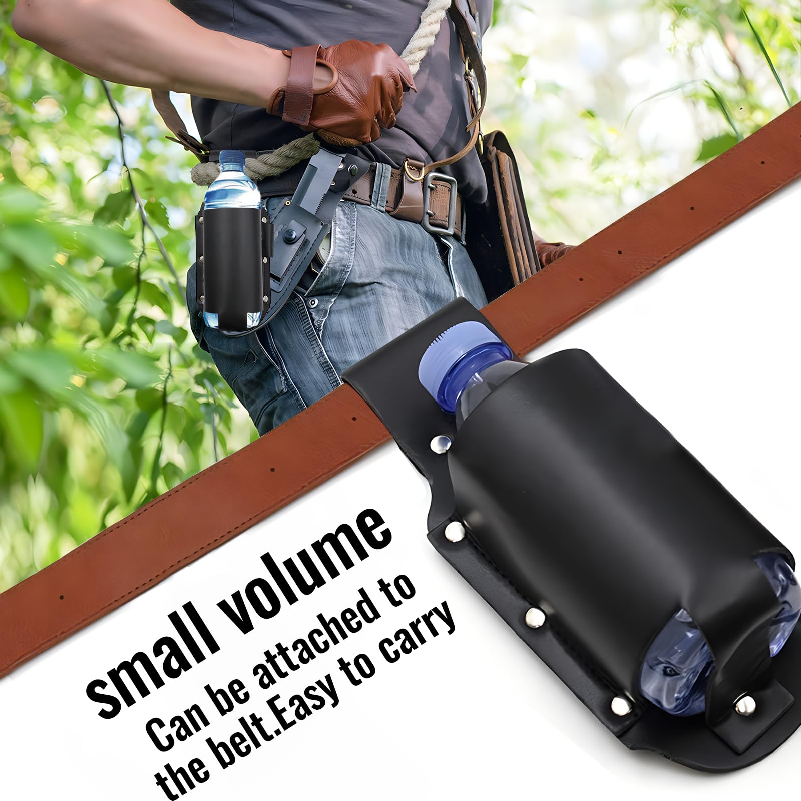 Holster Bière En Cuir PU Noir - Étui à Bière Classique Pour Ceinture, Idéal Randonnée, Cyclisme, BBQ Et Sports