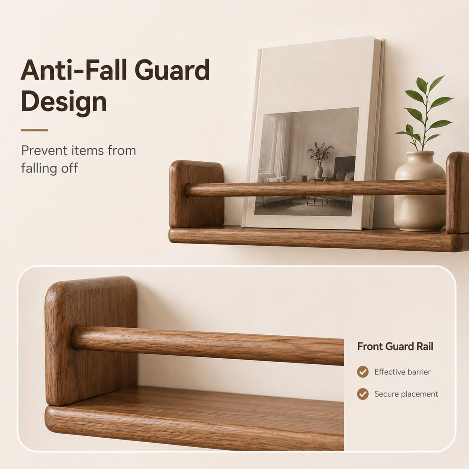 Revistero de Pared en Madera Maciza, Organizador con Esquinas Redondeadas, Soporte para Revistas y Periódicos para Sala, Dormitorio, Cocina y Oficina Yellow 15.7in/40cm