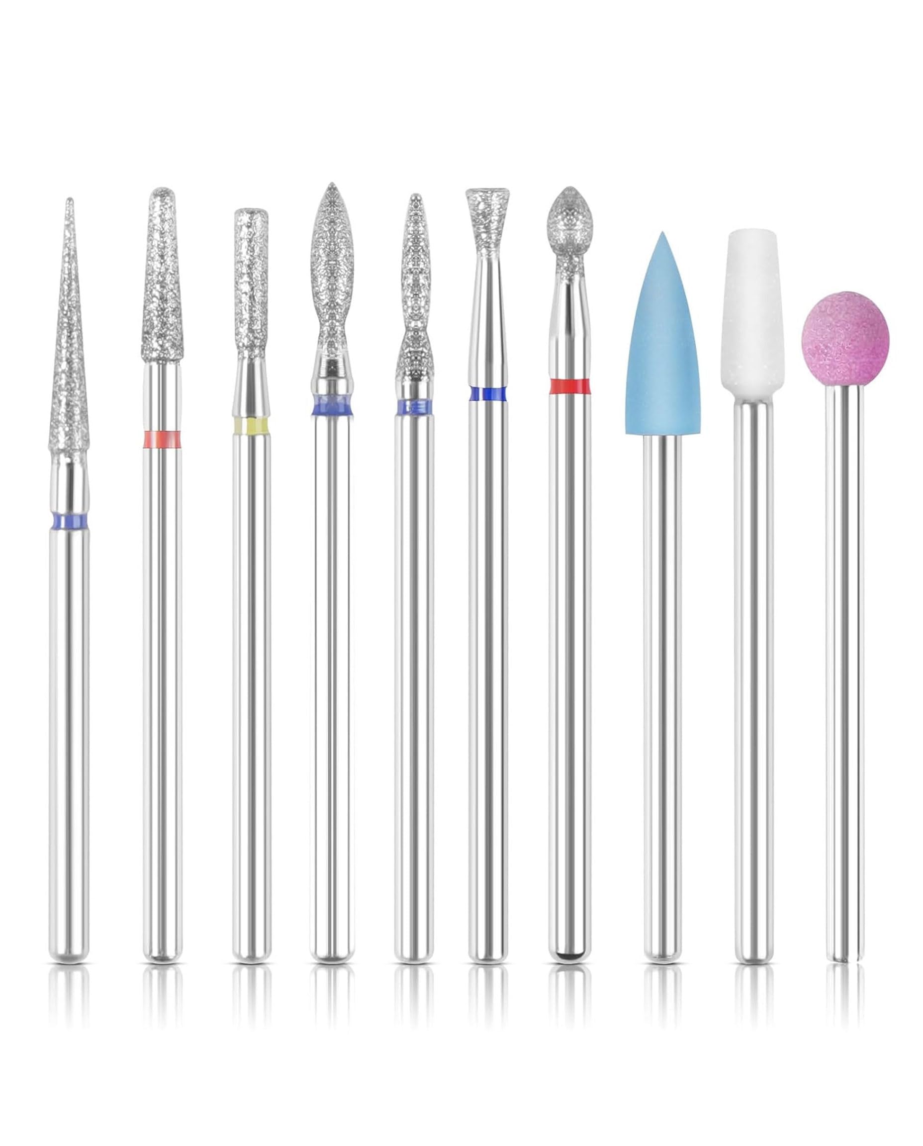 Punte Fresa Unghie, 10 Pezzi Punta Fresa Unghie Rimozione Gel Acrilico Cuticola, Punta Fresa in Carburo di Tungsteno per La Preparazione delle Unghie