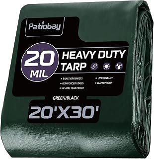 Tarp 20x30 Feet Waterproof Poly Tarp, 20 Mil Thick, Multipurpose Heavy Duty Protective Cover for Emergency Camping Tent Boat RV Car