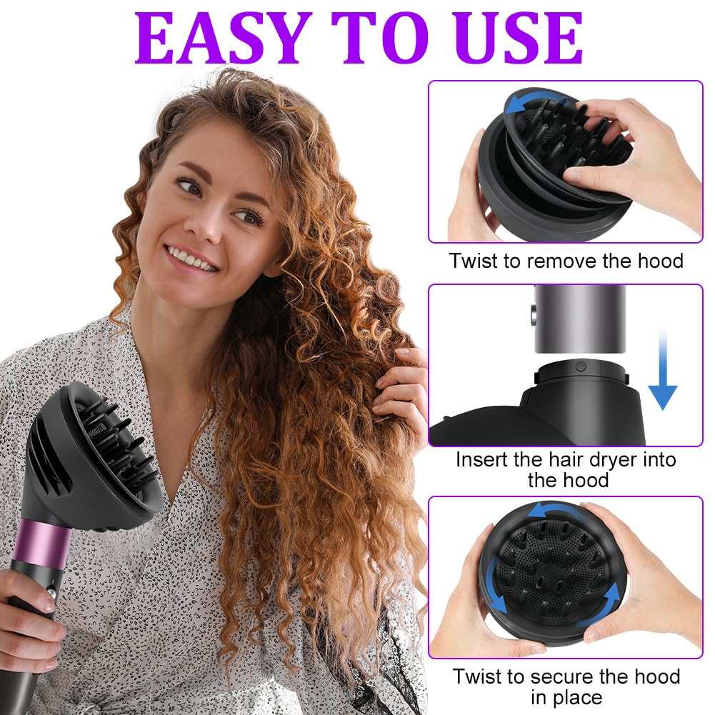 Difusor Pelo Rizado para Dyson Airwrap HS01 HS05 HS08, Difusor Airwrap para Dyson Airwrap, convertible para Dyson Airwrap Styler en Secador de Pelo, para Pelo Rizado U Ondulado, Negro