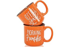 2Pcs Fall Coffee Mug Orange Fall Y'all Morning Pumpkin Drinking Mug for...