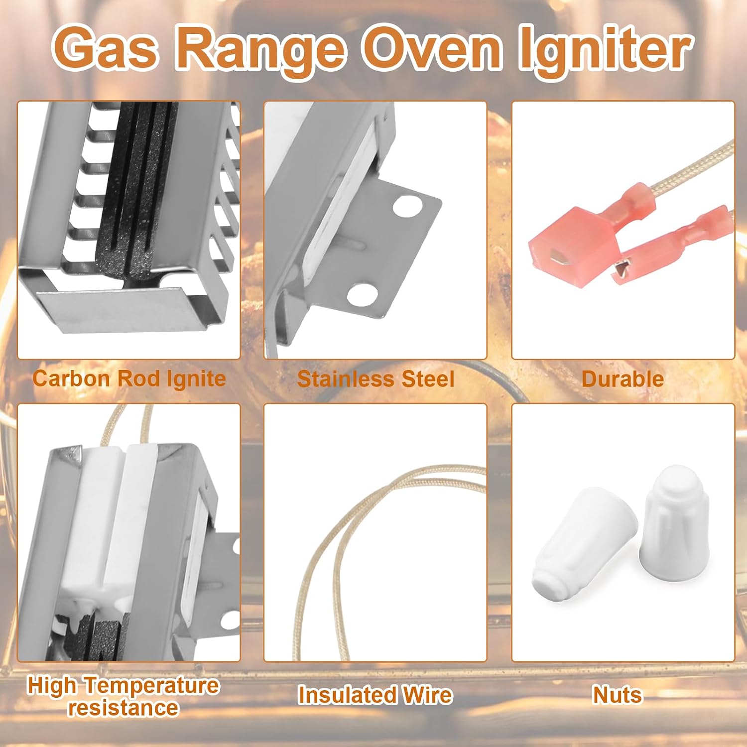 00492431 00487383 Gas Range Oven Igniter Replacement for Bosch Thermador Stove Replaces SGR2431 AP3674290 00610098 1107469 20-01-500 487383 492431 610098 AH3472541 EA3472541 PS3472541 PS8722793