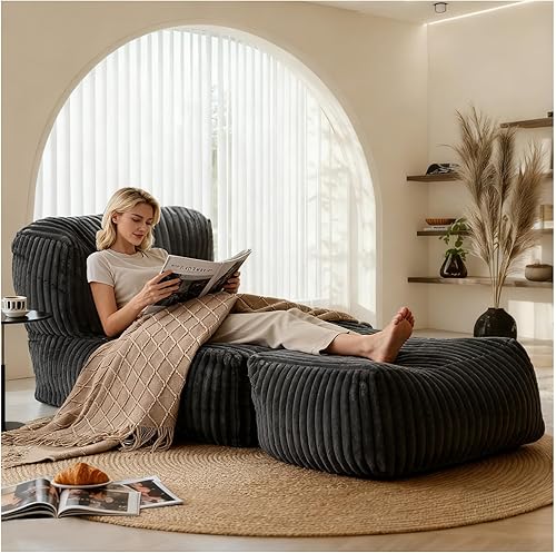 Puf grande para adultos, cómodo sofá sin hueso, sofá cama plegable y perezoso, sillón de lectura, espuma viscoelástica para interiores, muebles de