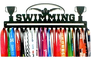URBN 'Swimming' Sports Medal Hanger and Lanyard Ribbon Display Holder Rack