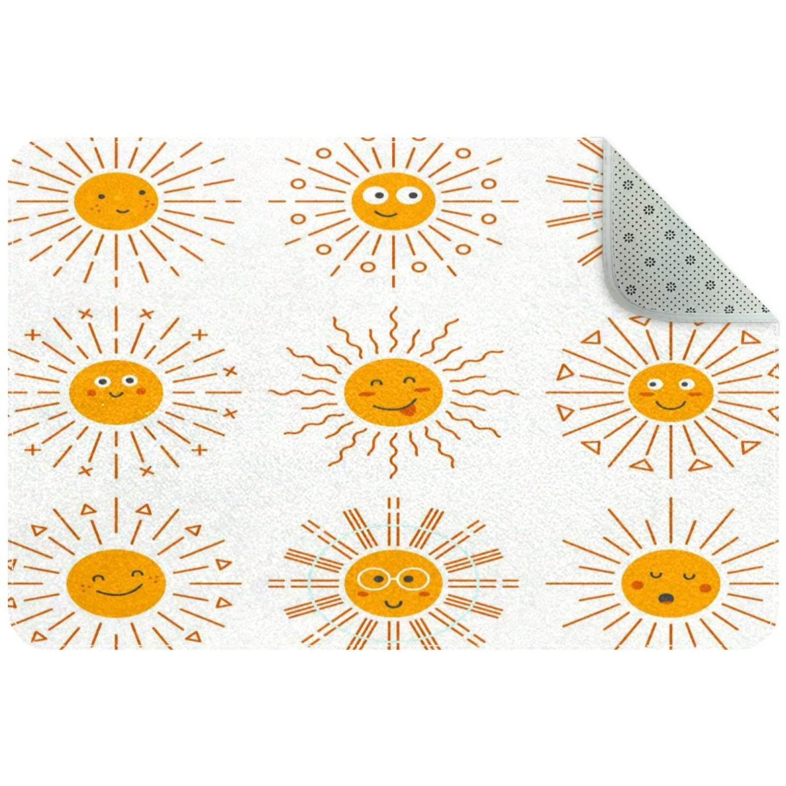Paillasson intérieur et extérieur doux Emoticon Sun pour entrée et patio