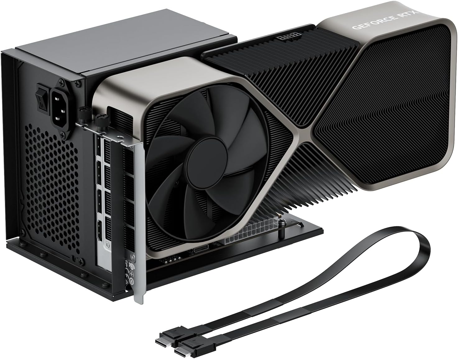 OwlTree PCIe 4.0 x4 64Gbps eGPU External Graphics Cards Dock, with OCuLink SFF-8612 8311 to PCIe x16 and SFF-8611 Male Cable 50cm, Supports GPU Laptop MIni PC Standard ATX Power Supply