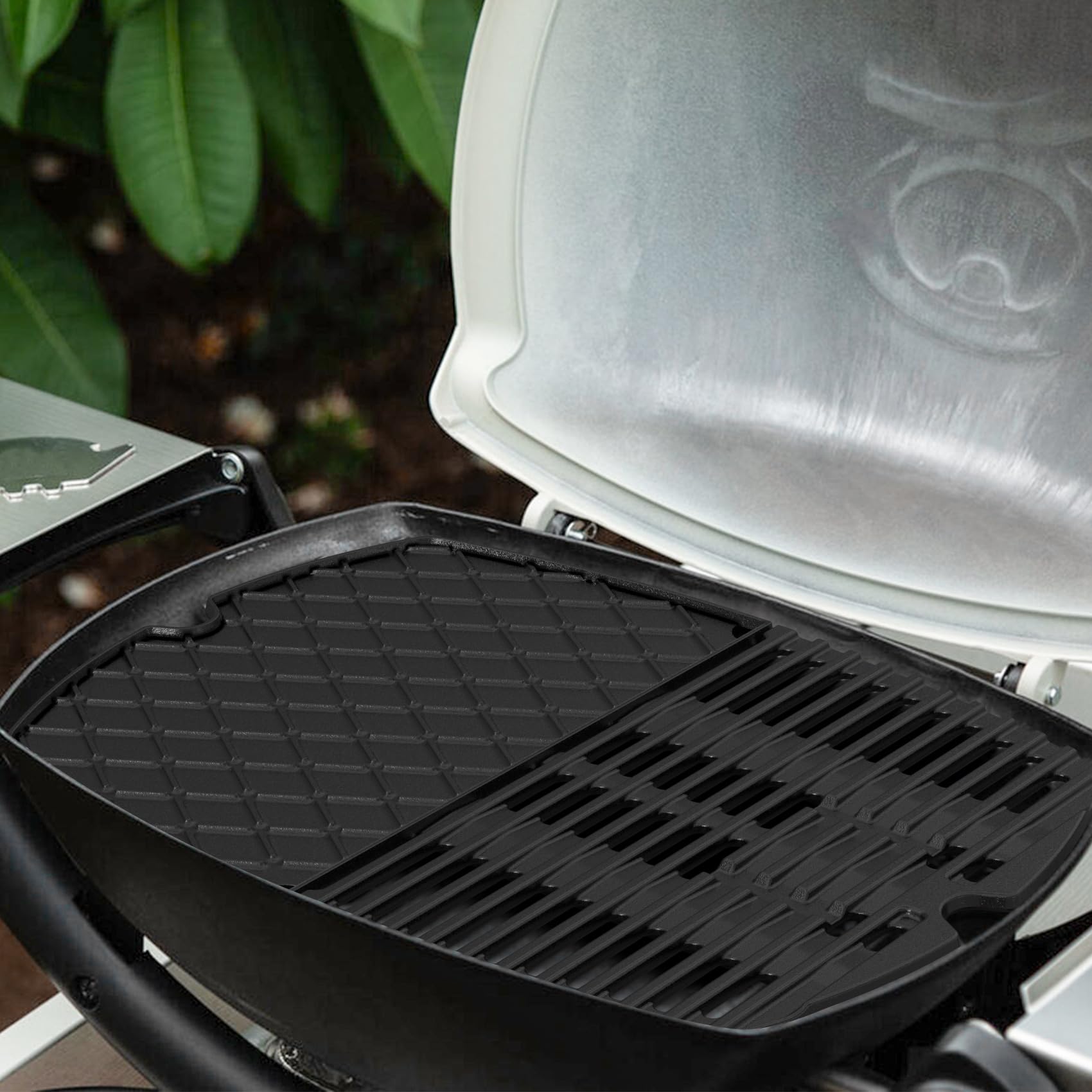 onlyfire Gusseisen Grillroste und Grillplate für Weber Q100 Q1000 Q120 Q1200 Q140 Q1400 Gasgrill, Ersatzteile für Weber 7644/6558, 32 x 21,3CM Grillpfanne, 2er-Pack