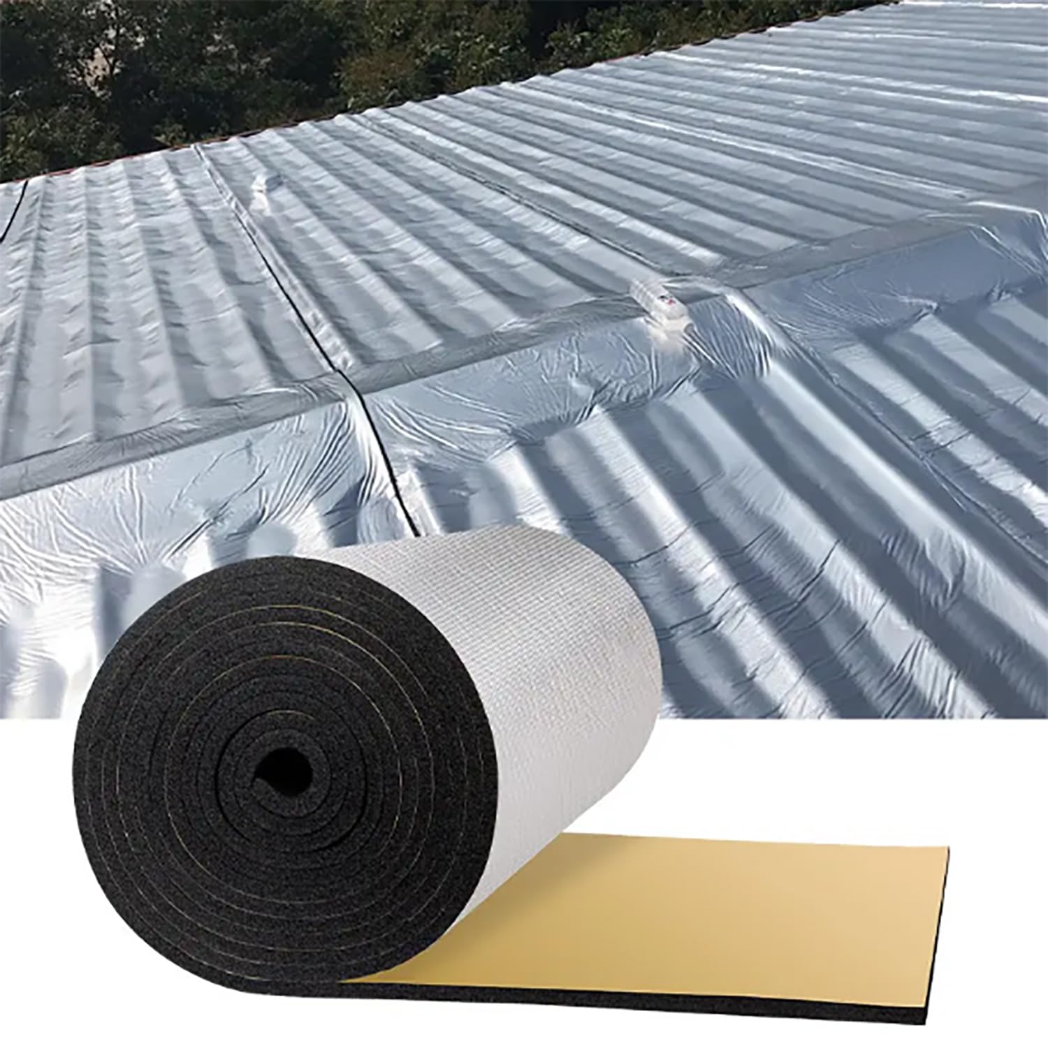 Pannello isolante autoadesivo Pannelli isolanti autoadesivi in caucciù da 10 mm Consiglio di isolamento in alluminio, per impianto idraulico, aria condizionata(Size:1*10m/3.28*32.8ft,Color:10mm)