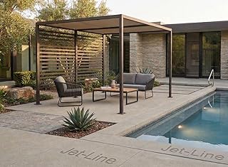 Jet-line Pavillon 3x4 Pergola Aluminium Gartenpavillon Amun Terrassenüberdachung mit Schiebedach UV Sonnenschutz Anthrazit