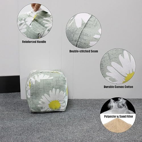 Vista 51 de Tope de puerta decorativo con peso, tope de puerta de tela con asa, cubo cuadrado resistente, protectores de pared para el hogar, oficina, A