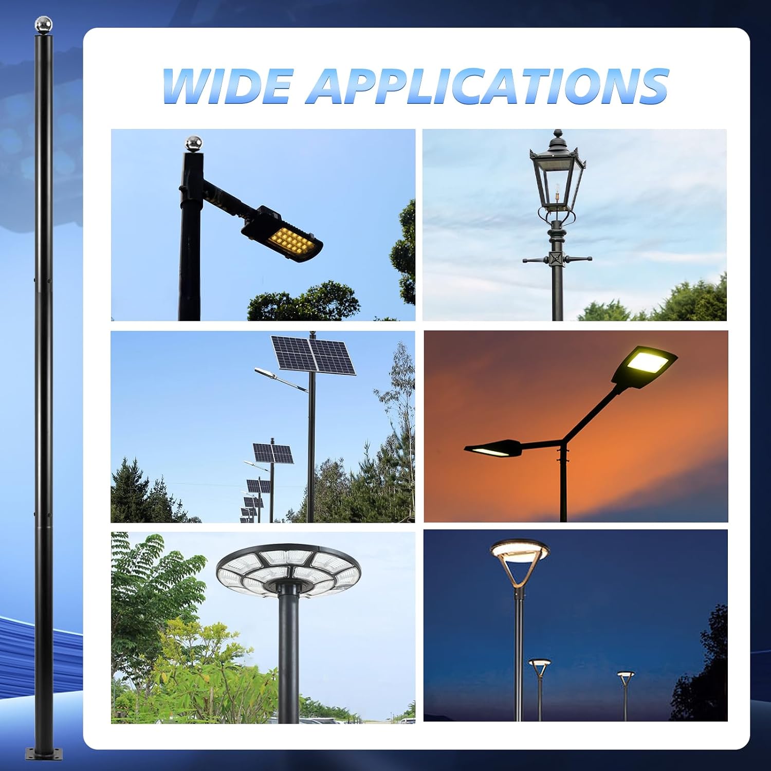 Street Light Pole 10Ft, Street Light Poles for Outdoor Lighting,Solar Pole Accessory for Street, Suitable for Farm, courtyards, Parks, and Roads （76）