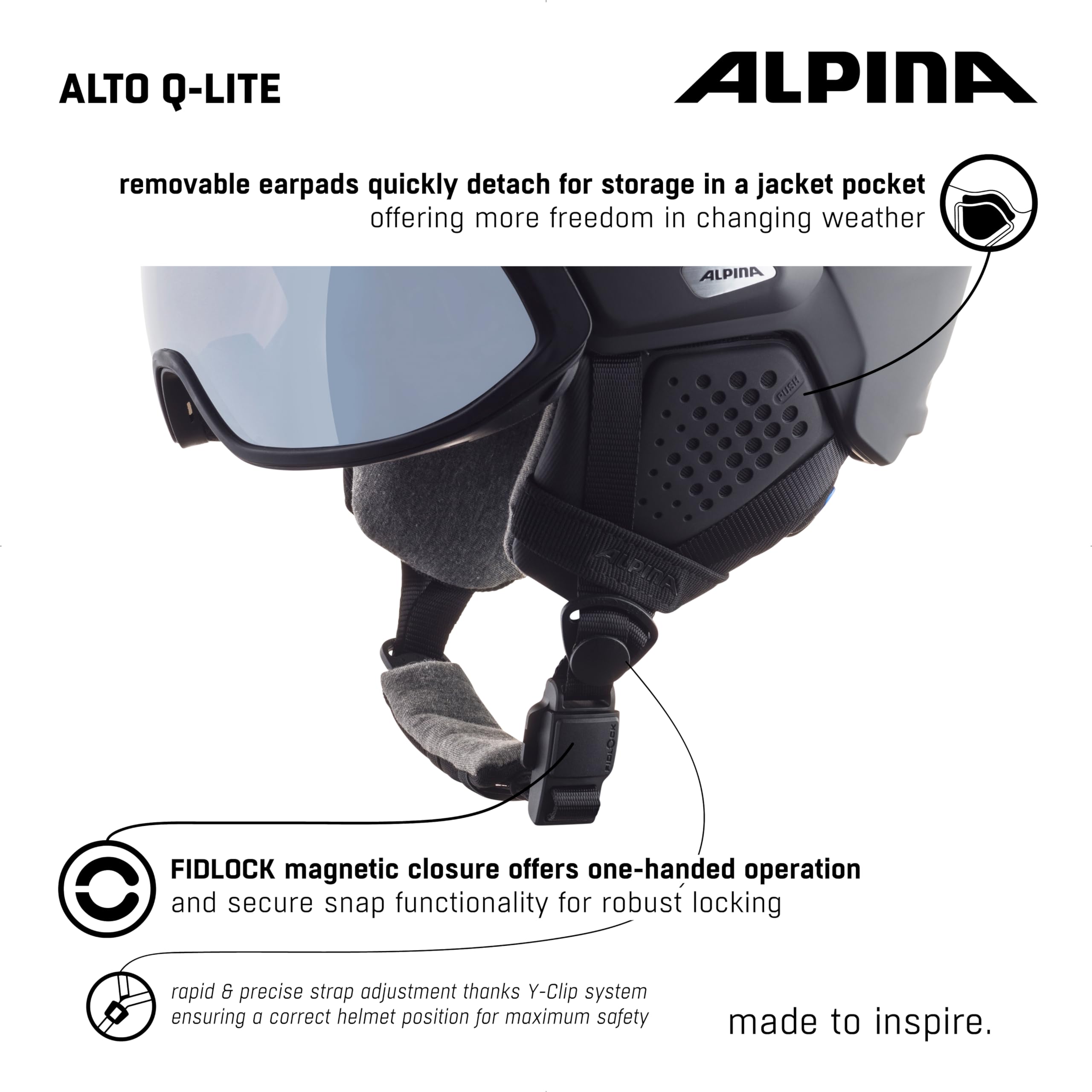 ALPINA Unisex - kask narciarski ALTO Q-LITE dla dorosłych, czarny matowy, 51-55 cm