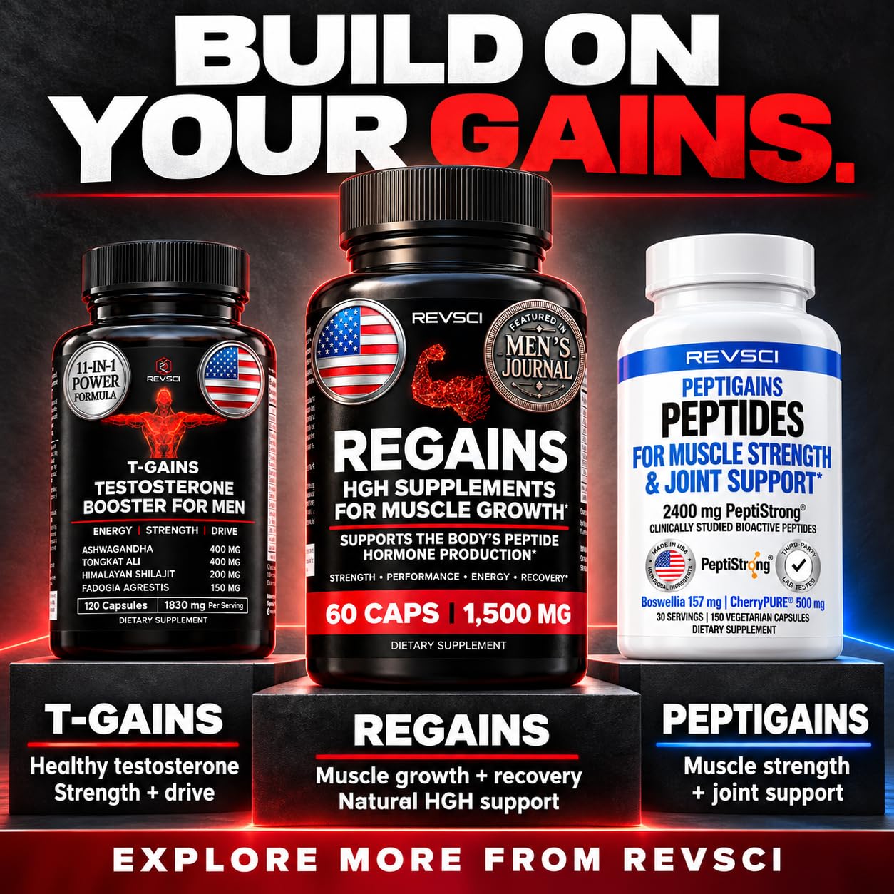 HGH Supplements for Men & Women - REGAINS Starter Pack, Anabolic Peptides for Muscle Growth, Muscle Recovery & Muscle Builder for Men, Human Growth Hormone Booster Post Workout Supplement, 30 Pills — Amazon image 7