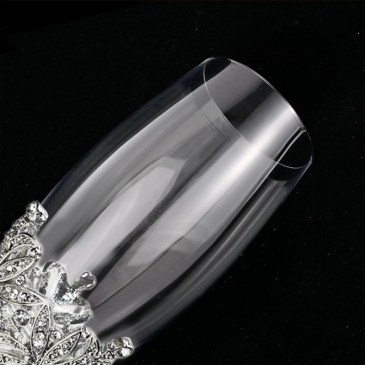 Silver Champagne Flutes -Wedding Toasting Glasses for His and Hers,Engagement Celebrations, Bridal Shower and Registry Idea, Gifts for Bride and Groom Gifts,7oz (Silver) - Image 4