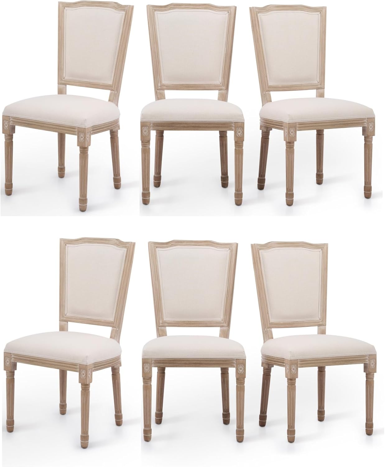 VONLUCE Vintage Farmhouse Dining Chairs Set of 6 French Country