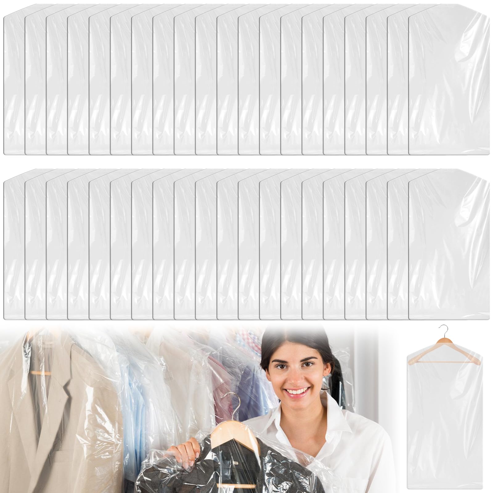 Sacchetti Porta Abiti Trasparenti 60x100cm - Confezione Da 50 Pezzi Impermeabili E Antipolvere - Foto 9