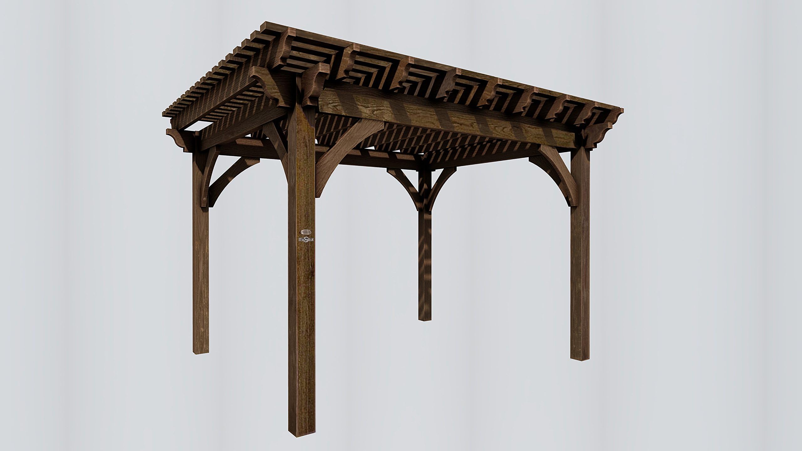 SHADESCAPE® - 12x14 Pergola - 6,000 Series Heavy Timber Kit - 6x6 Posts, 3x10 Beams, 2x8 Rafters, 2x4 Shade Planks, Wood Pergola by Western Timber Frame (Early American - Chocolate Brown Stain)
