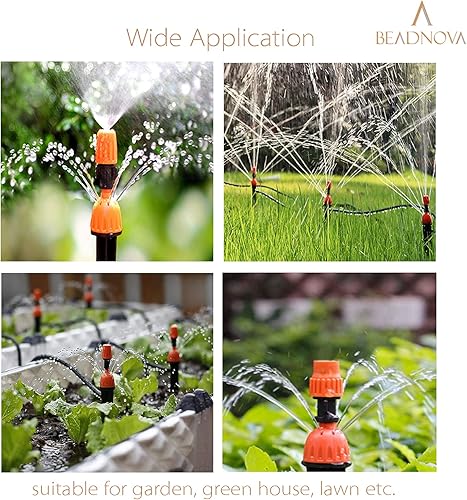 Miniatura 6 de BEADNOVA Goteros de riego, 30 unidades de emisores de goteo para 14 de pulgada con acoplamiento recto, microaspersor de 360 grados, cabezales de