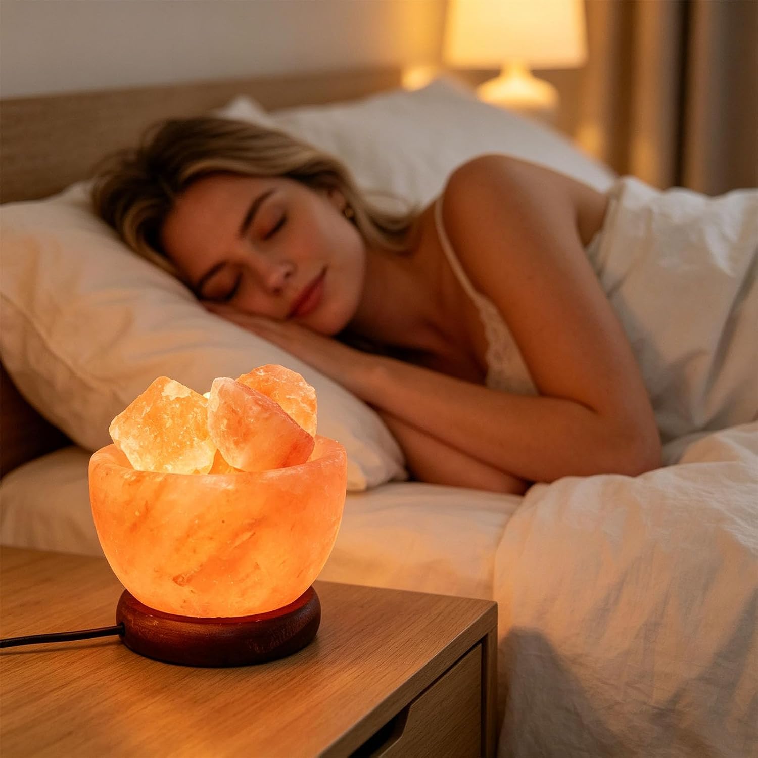 USB Powered 7 Color Changing Crystal Salt Lamp Night Light for Mood Enhancement Air Purifying Salt Lamp
