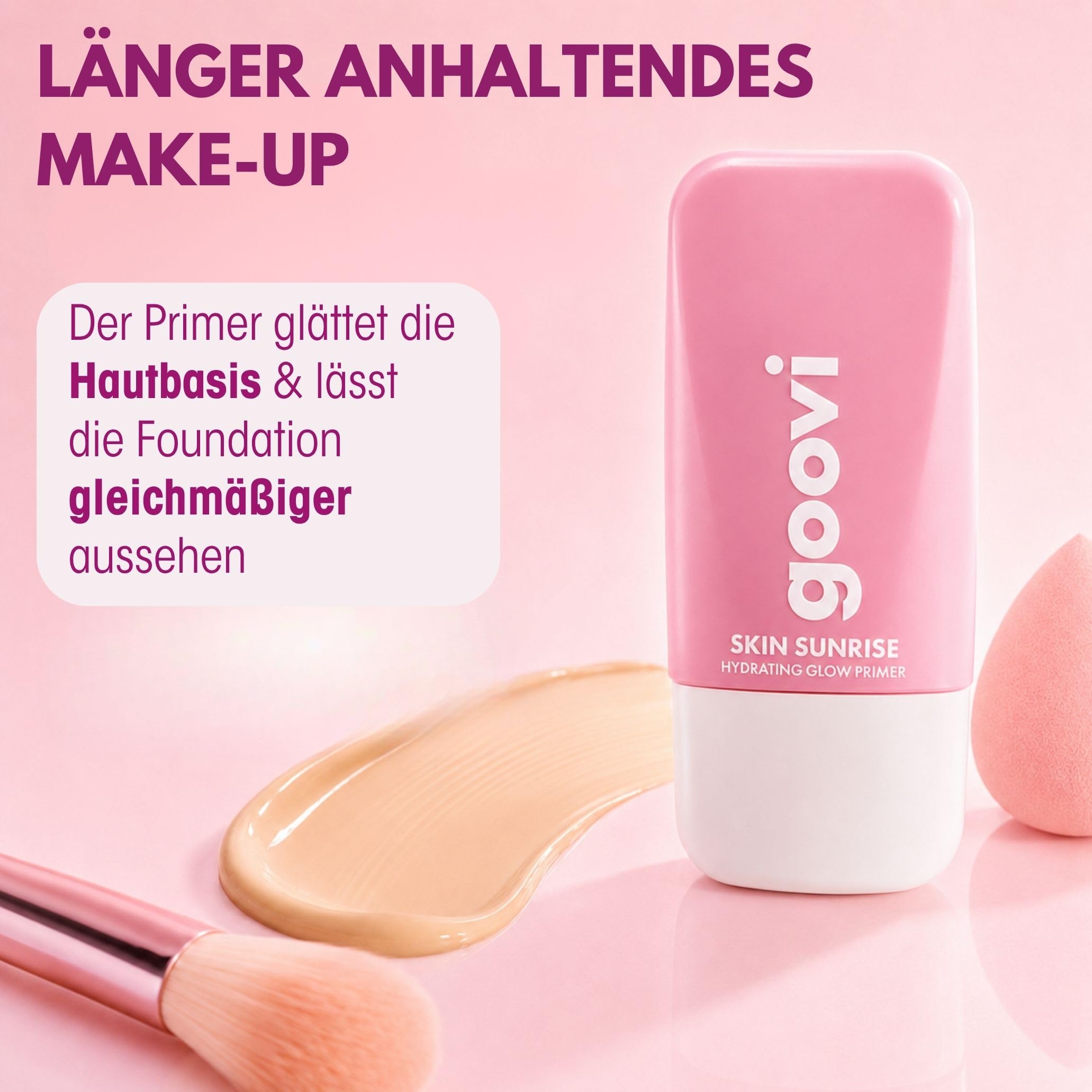 GOOVI Skin Sunrise Primer - Feuchtigkeitsspendender Gesichtsprimer mit Glow-Effekt - für strahlende Haut & langanhaltendes Make-up - 28ml