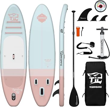 TIGERXBANG 116"/11/10 Inflatable Paddle Board with Complete Accessories, Versatile Premium Paddle Boards for Adults/Youth, Stand Up Paddle Board Polar/Wave/Sunny Wave Collection