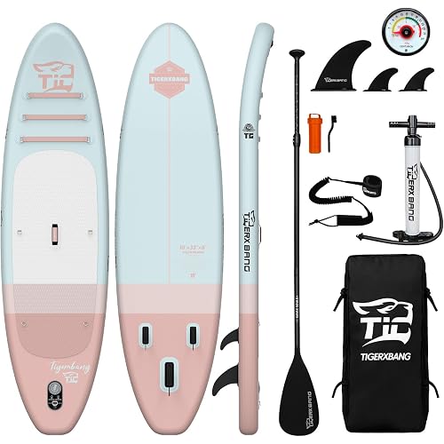 TIGERXBANG 11'6"/11'/10' Inflatable Paddle Board with Complete Accessories, Versatile Premium Paddle Boards for Adults/Youth, Stand Up Paddle Board Polar/Wave/Sunny Wave Collection