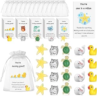 50 Set Mixed Animal Thank You Staff Gifts Employee Appreciation Gift Bulk for Coworkers Animal Pun Inspirational Note Cards Resin Ducks Stars Whales Turtles Owls Inspirational Gifts for Teacher Office