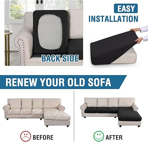 Miniatura 6 de H.VERSAILTEX Fundas para Sofá Seccional de 4 Piezas, Fundas de Cojines de Asiento para Sofá en Forma de L, Fundas de Cojín Separadas para Chaise de
