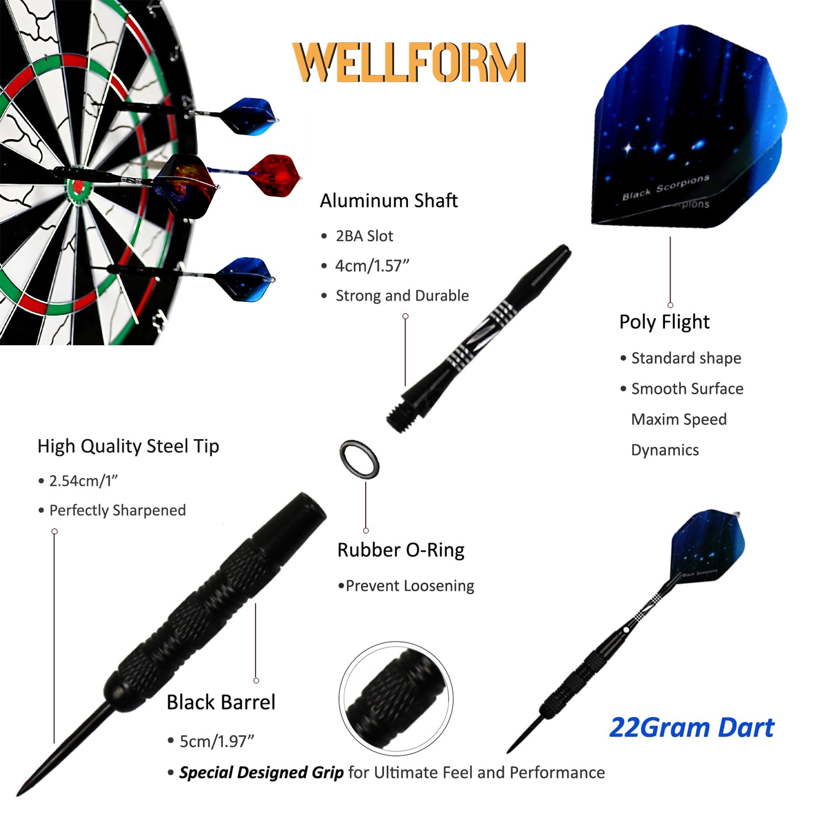 Amazon.co.jp: MM MOR&MAX ダーツメタルチップセット 12個パック 22g