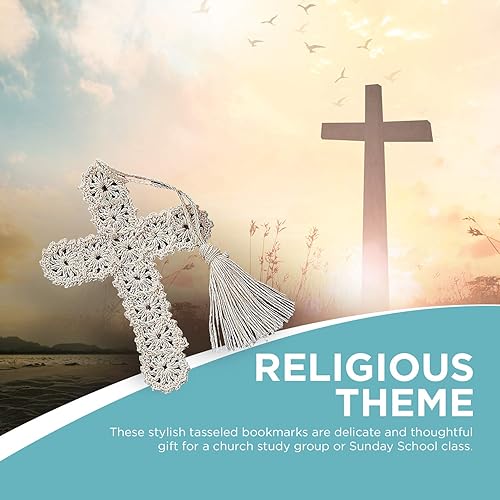 Miniatura 5 de Marcadores de cruz de ganchillo (juego de 12) regalos de iglesia religiosa y suministros de estudio bíblico