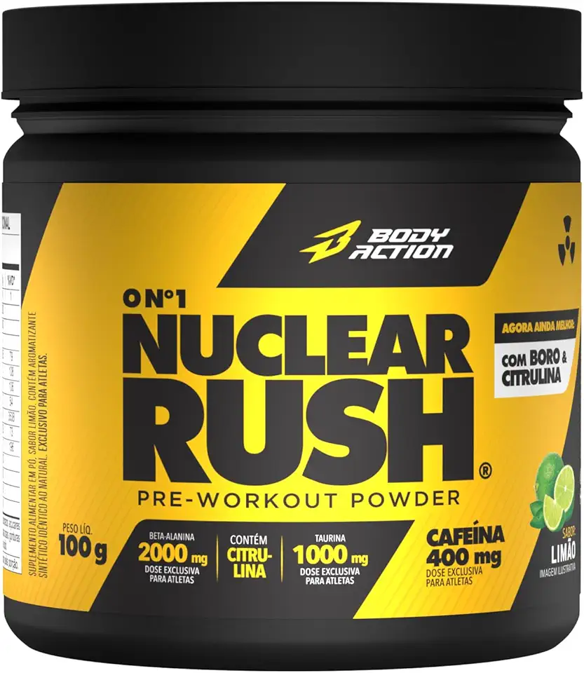 Pré Treino Nuclear Rush 100g Sabor Limão Bodyaction
