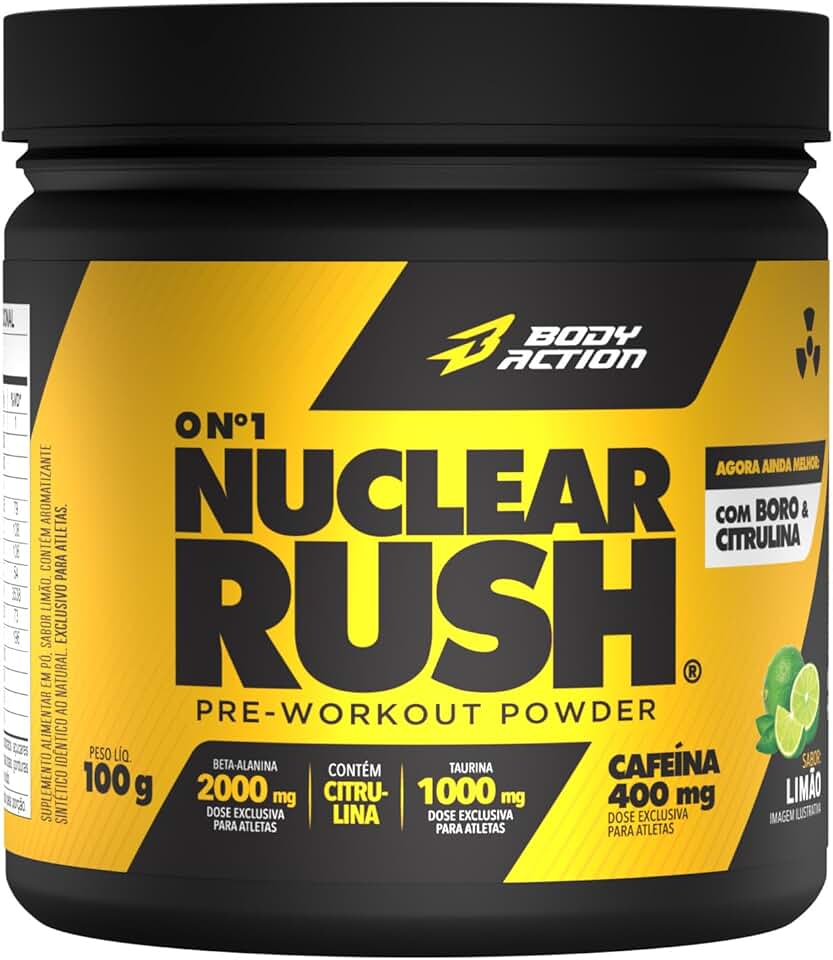 Pré Treino Nuclear Rush 100g Sabor Limão Bodyaction