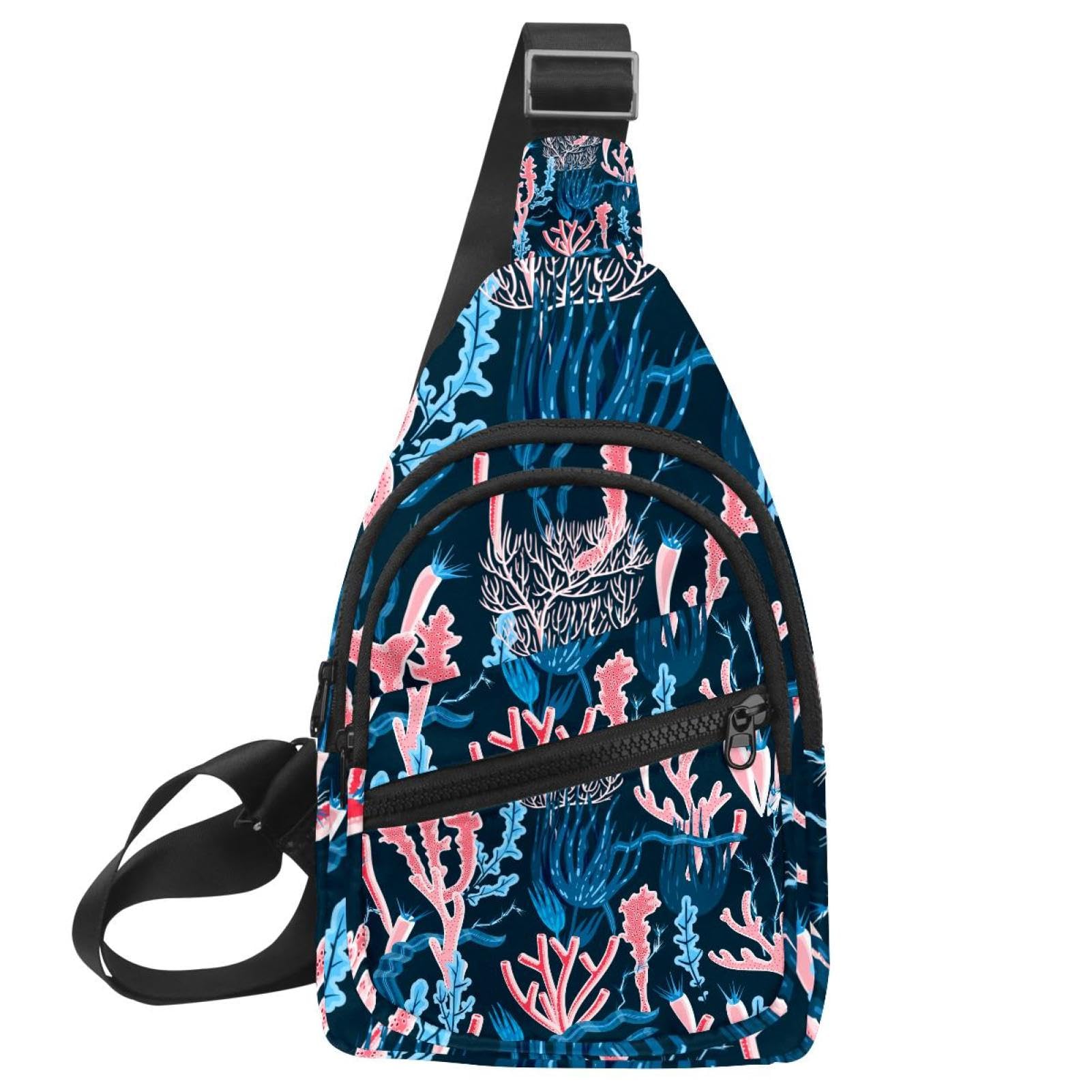 Bolso bandolera cruzado multicolor 7 con estampado de coral marino 7