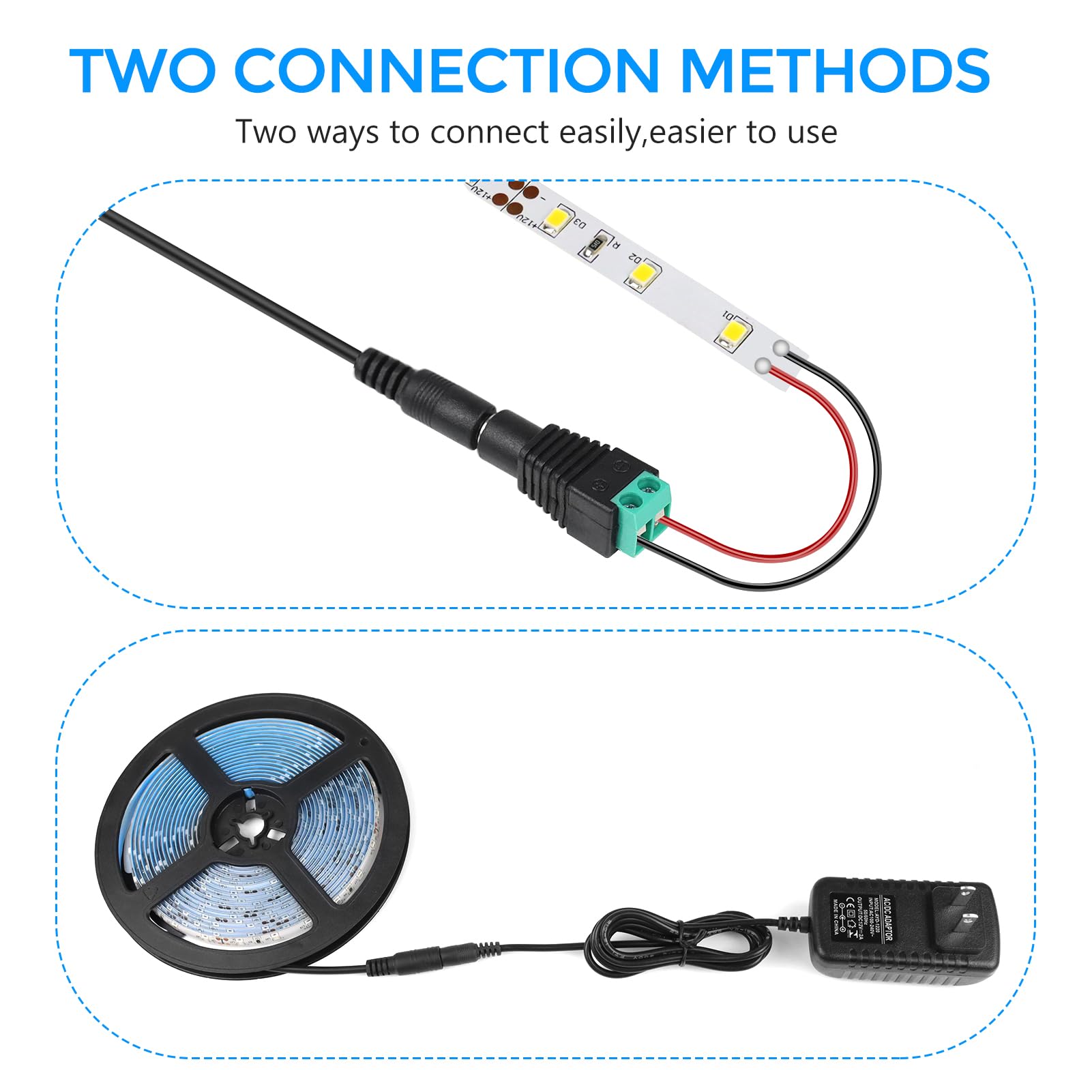 LightingWill 12V 1A Power Adapter (2 Pack) - AC To DC Converter, 12W, For LED Strips, Cameras, Routers