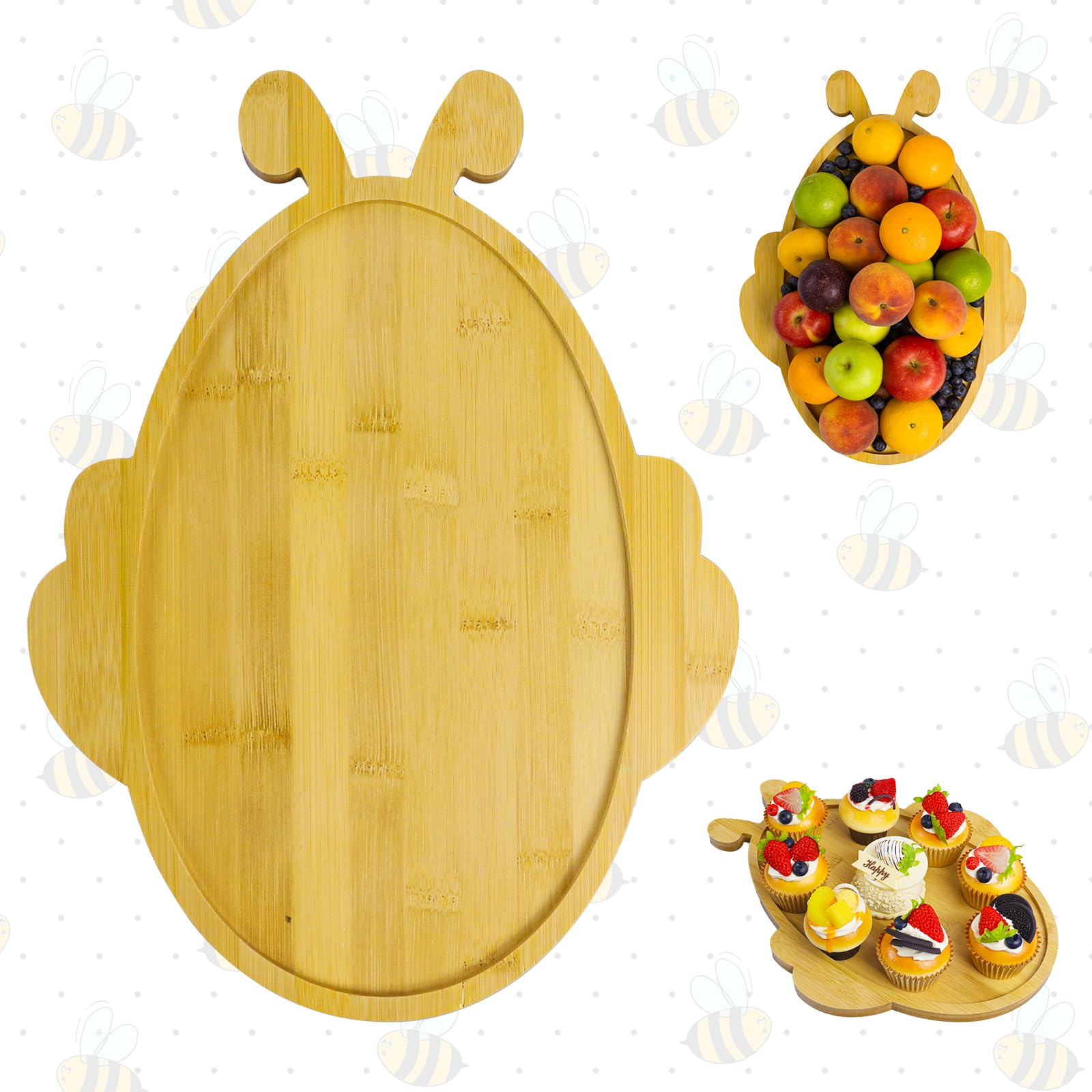 Klfoho Wooden Baby Shower Fruits Dish Plates Boards (Bee)