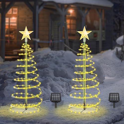 Sapin Lumineux Exterieur, 2 Pcs 100 LEDs Sapin de Noël