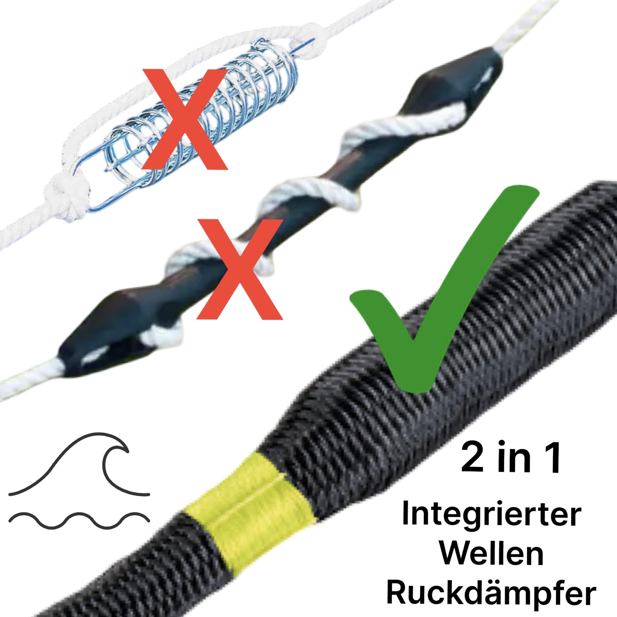 Corda da ormeggio per barca, con ammortizzatore, 12 mm x 8 m, nero | Guinzaglio con occhiello per yacht, barca a vela, barca a motore, barca sportiva e barca domestica