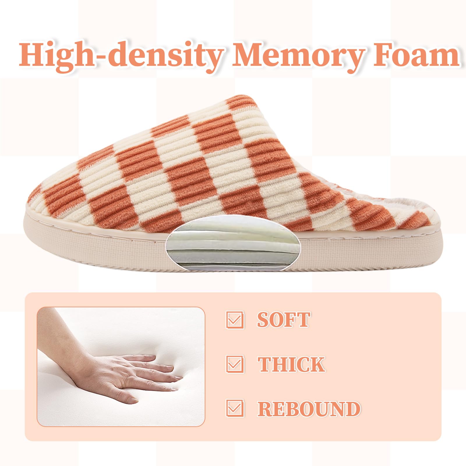 Guyarns Pantofole Donna Uomo Invernali, Ciabatte Donna Invernali quadri in Memory Foam con Suola Antiscivolo Camera da letto Interno Esterno