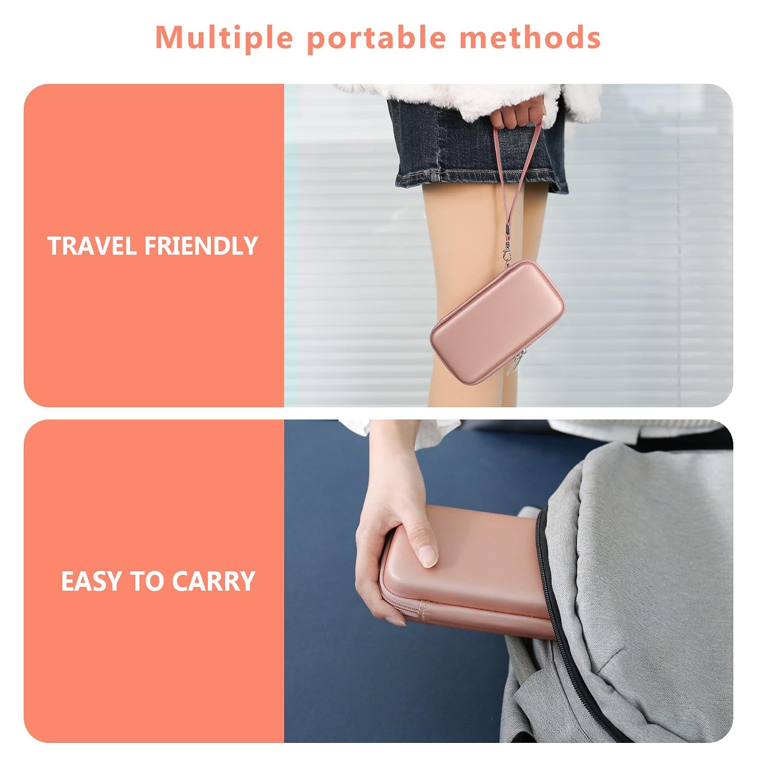 Supmay Hard Carrying Case Compatible with Nintendo DS Lite NDSL, Gameboy Advance Games Storage Holder Travel Bag with Mesh Pocket for USB Charging Cable, Stylus, Earphones, Game Cartridge, Rose Gold 7 71DSnCCcPLL. SL1500