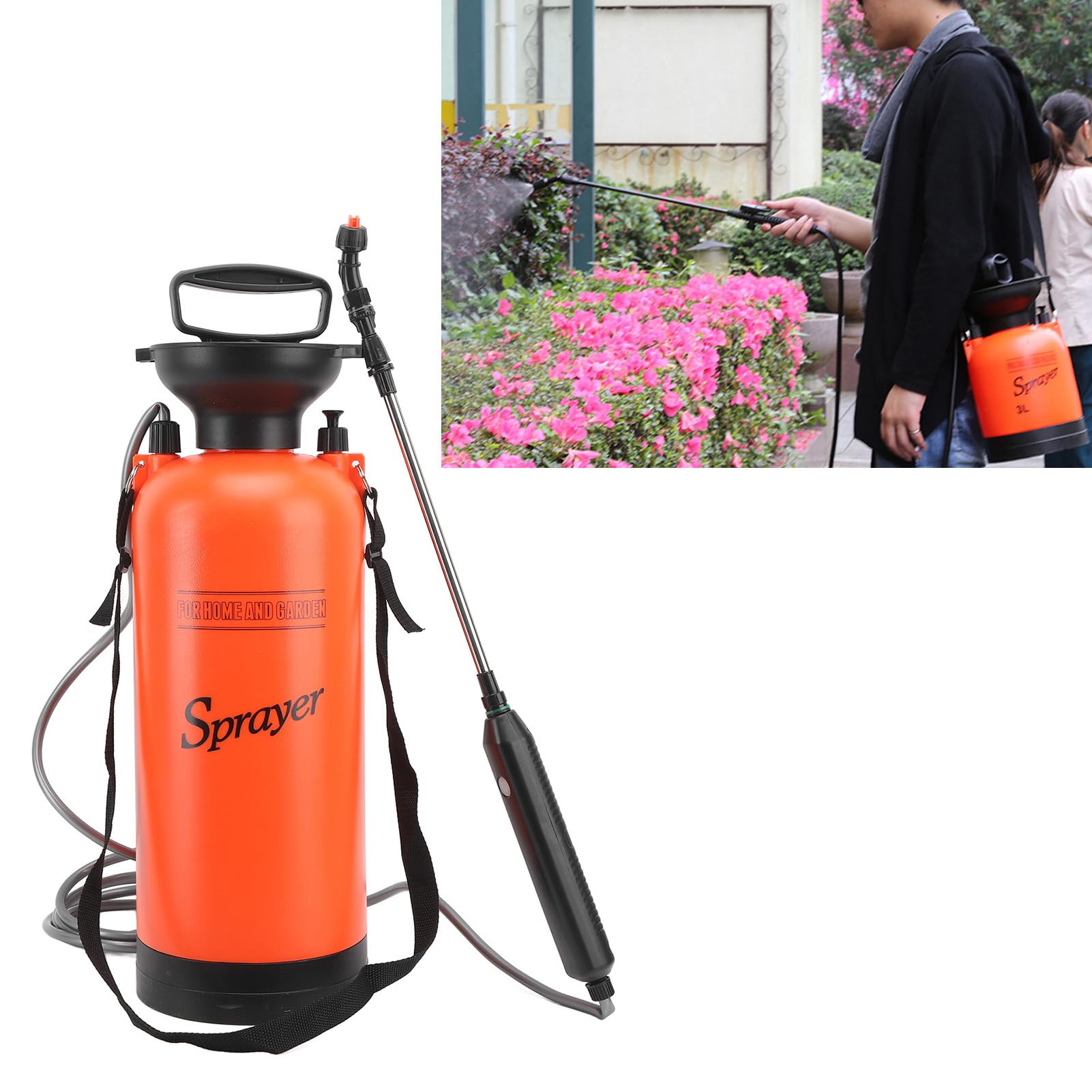 Drukspuit op batterijen, 5 liter, elektrische plantensproeier met 3