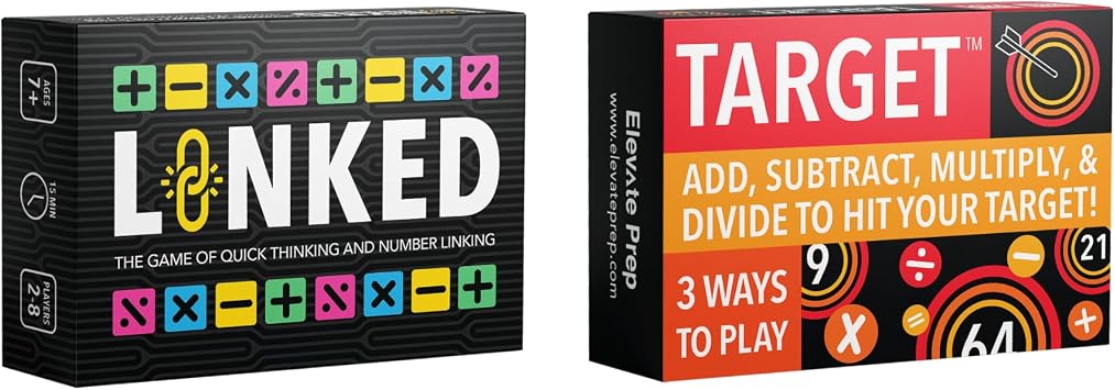 Elevate Prep Linked and Target Math Games Bundle Fun, Engaging, and Fast-Paced Math Games for Kids Ages 7 and Up