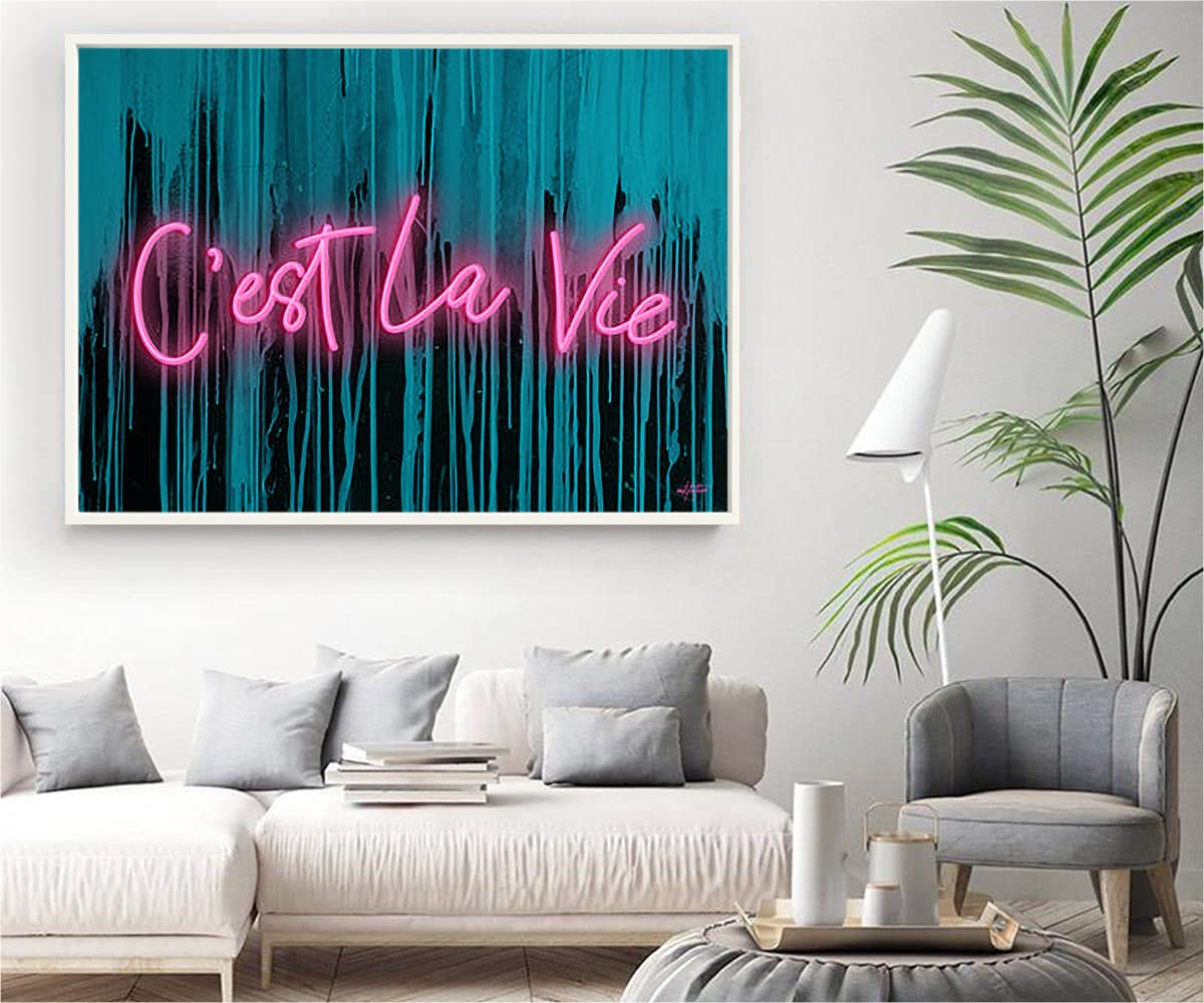 Xtreme SkinsXtreme Skins White Floater Framed Canvas - Wall Decor for Living Room, Bedroom, Office, Hotels, Drawing Room (34in X 22in) - C'Est La Vie