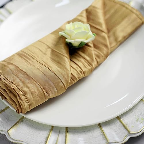 Miniatura 8 de Efavormart - Paquete de 5 servilletas de tafetán arrugado de acordeón dorado, brillo metálico impecable, perfectas para ceremonias de boda,
