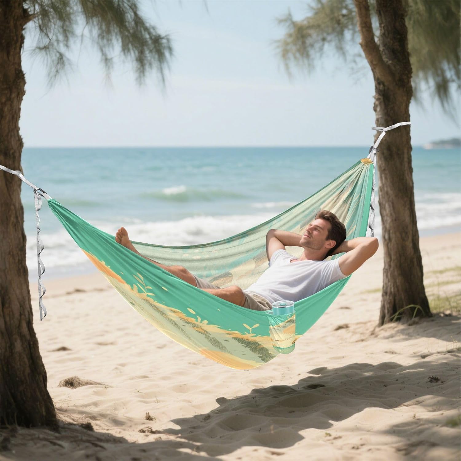 Cute Animal Green Camping Hammocks with Hanging Rope Tree Hammock for Camping & Hiking Essential